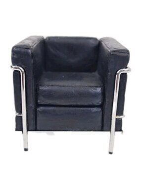 Take a Seat by Raine Chrome & Leather Chair Upholstered Dollhouse Mini 24024